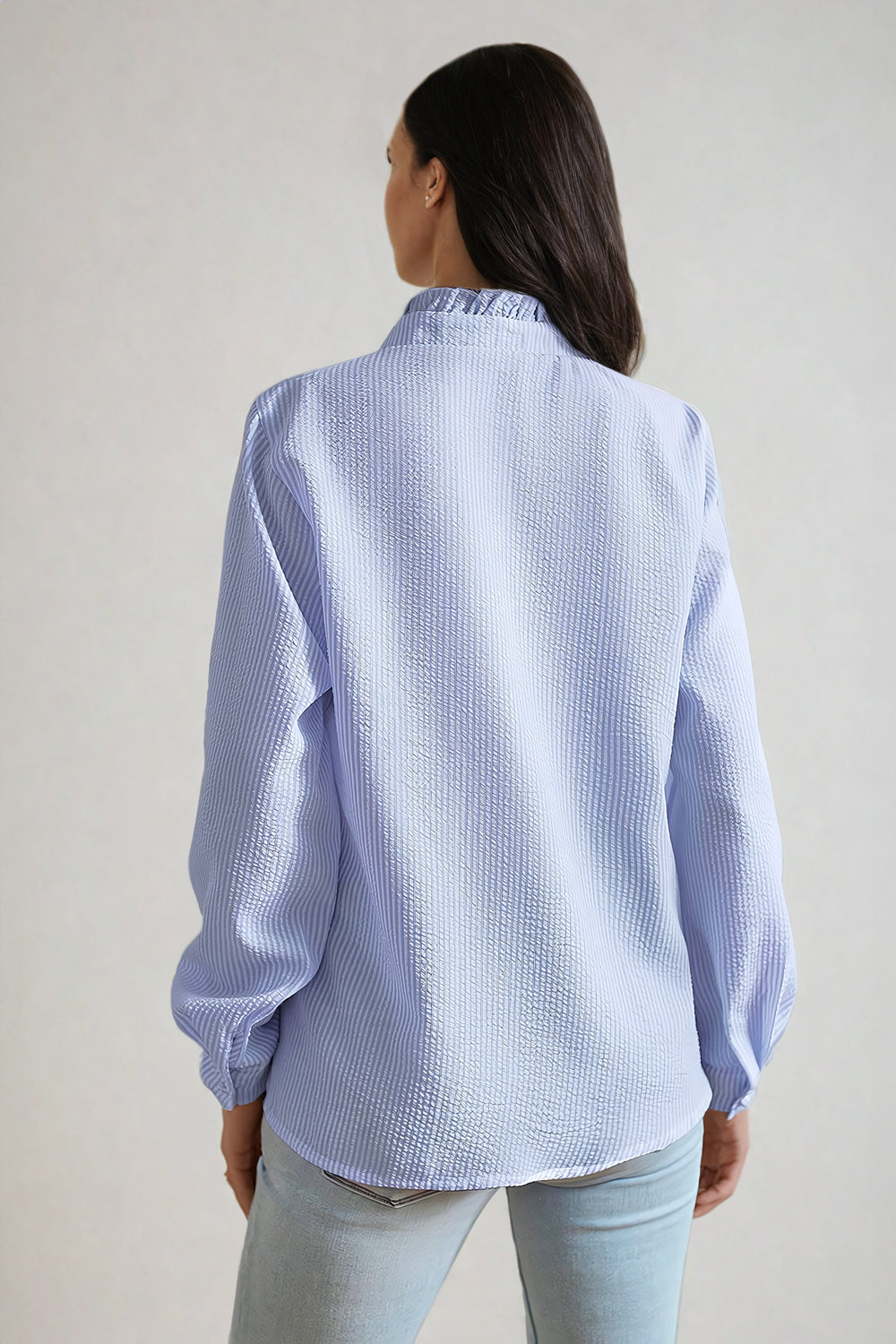 Coccola-Camicia button-down a maniche lunghe con volant