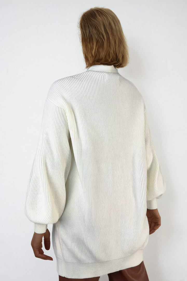 Linea -Cardigan oversize in maglia a coste con scollo a V