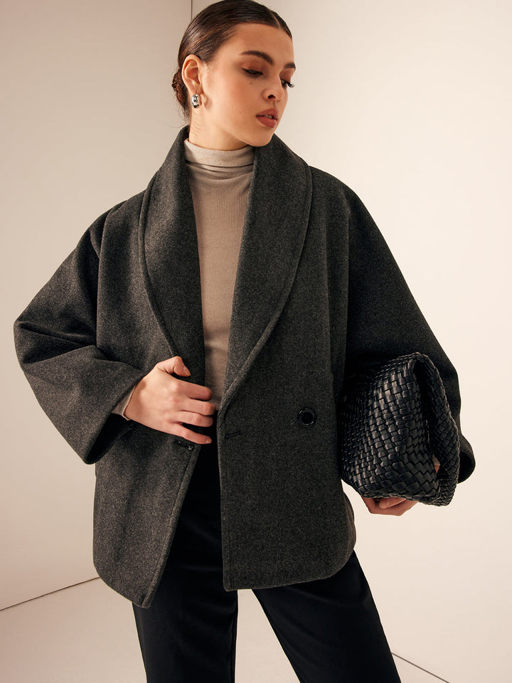 Cappotto in lana con tasche in tweed